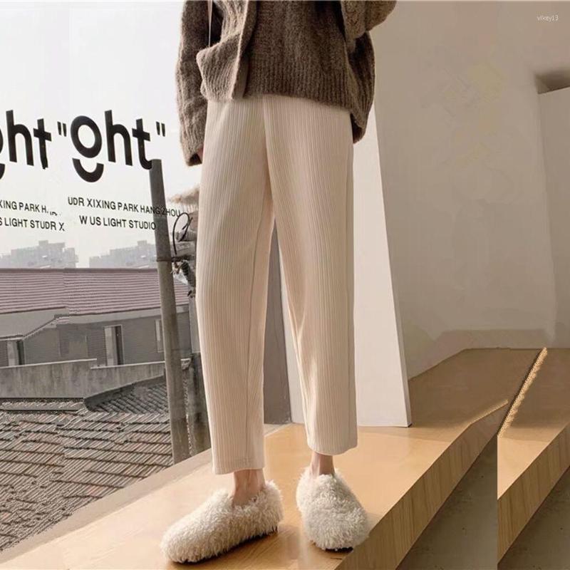 

Women's Pants Women Winter Elastic Waist Casual Pantalones De Mujer, Beige