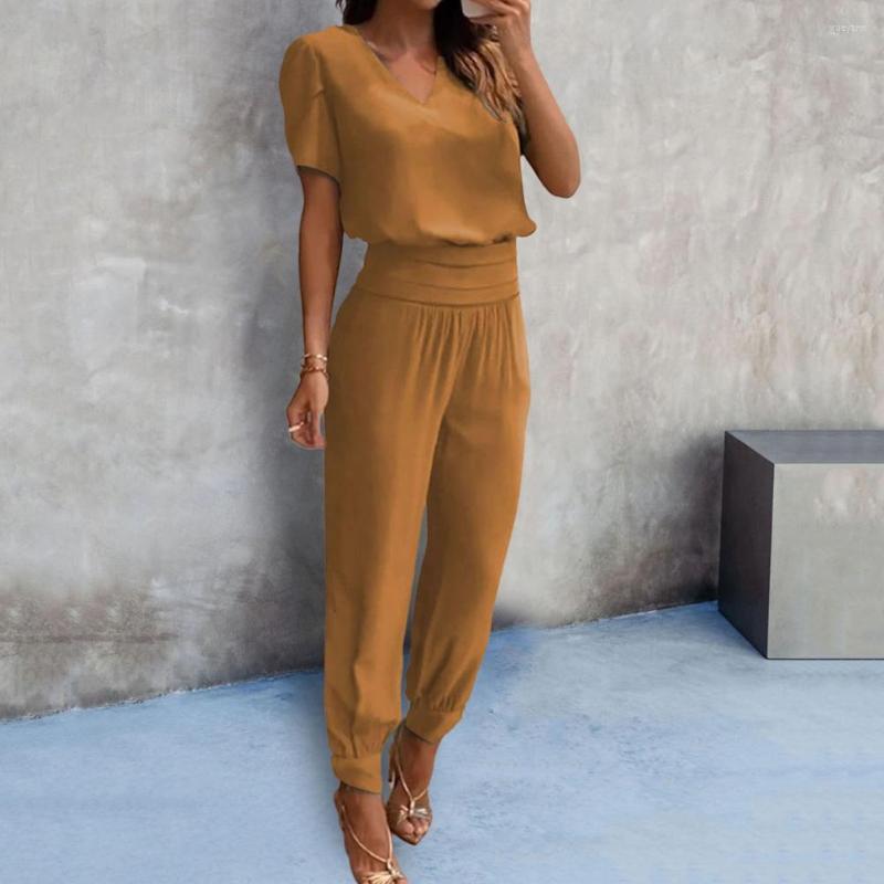 

Women' Two Piece Pants 2Pcs/Set Chic Summer Outfit Short Sleeve Lightweight Loose Women Casual T-shirt Elastic Harem Set, Black