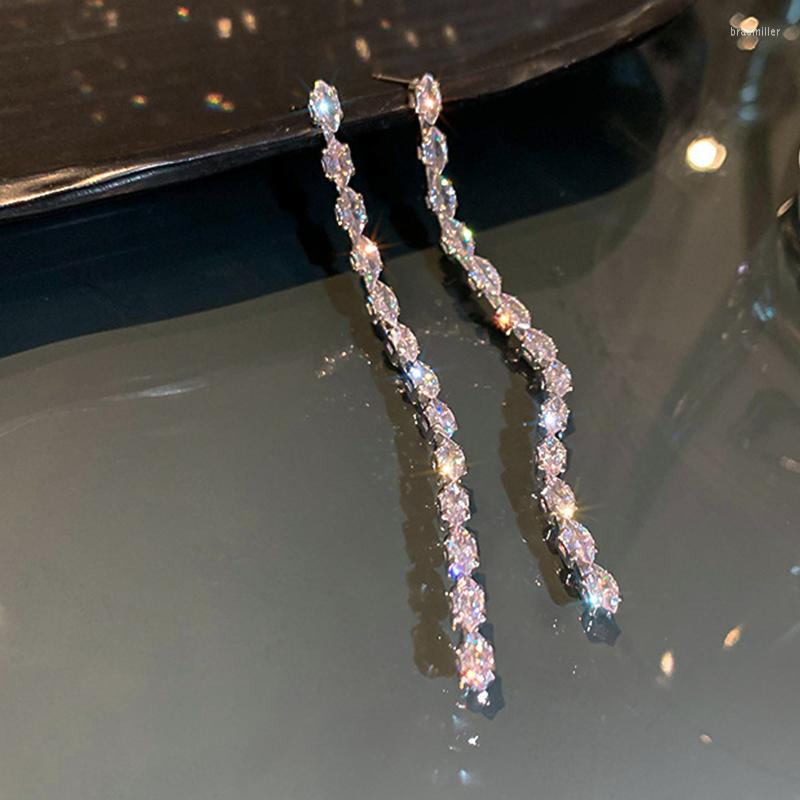 

Dangle Earrings Simplicity Long For Women Geometry Zircon Drop Earring Party Birthday Jewelry