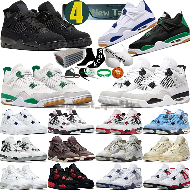 

4 Basketball Shoes Men Women 4s Alternate Pine Green Seafoam Craft Military Black Cat Canvas White Oreo Midnight Navy University Blue Sapphi, Color-4