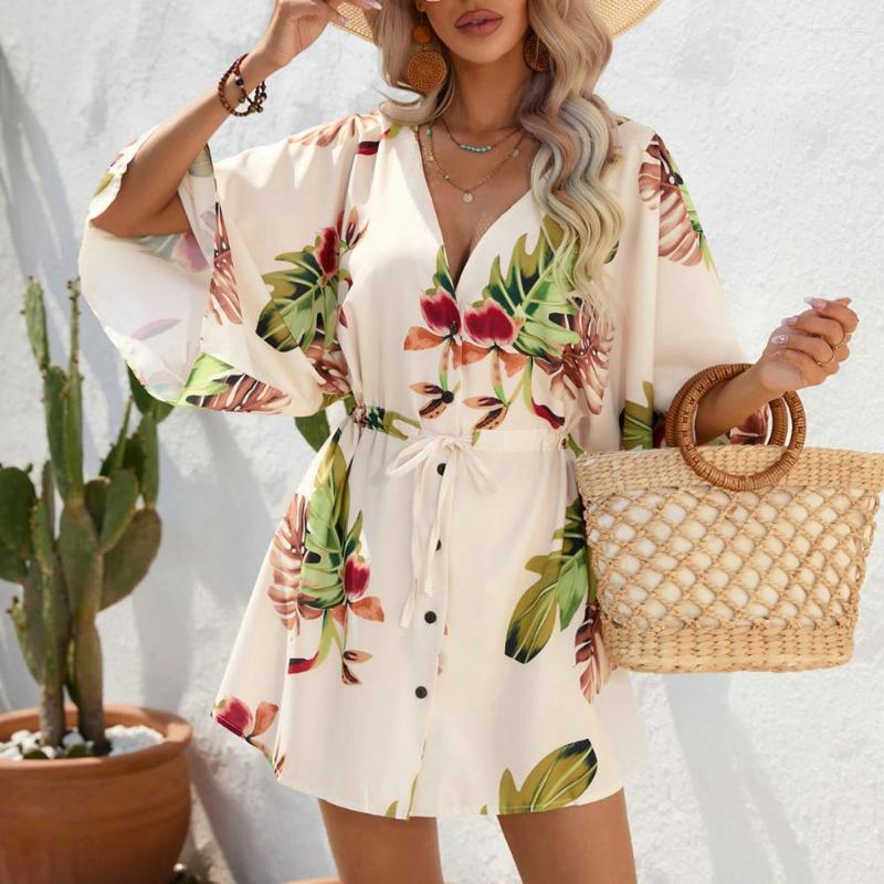 

Casual Dresses Elegant Women Summer Dress Half Sleeve Rich Color Breathable Ladies Lace Up Party Garment, Black