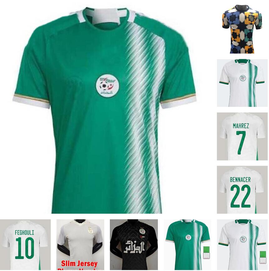 

2022 2023 Soccer Jerseys Fans player version Algerie home white away green MAHREZ FEGHOULI BENNACER ATAL 22 23 Algeria football kits shirt maillot de training
