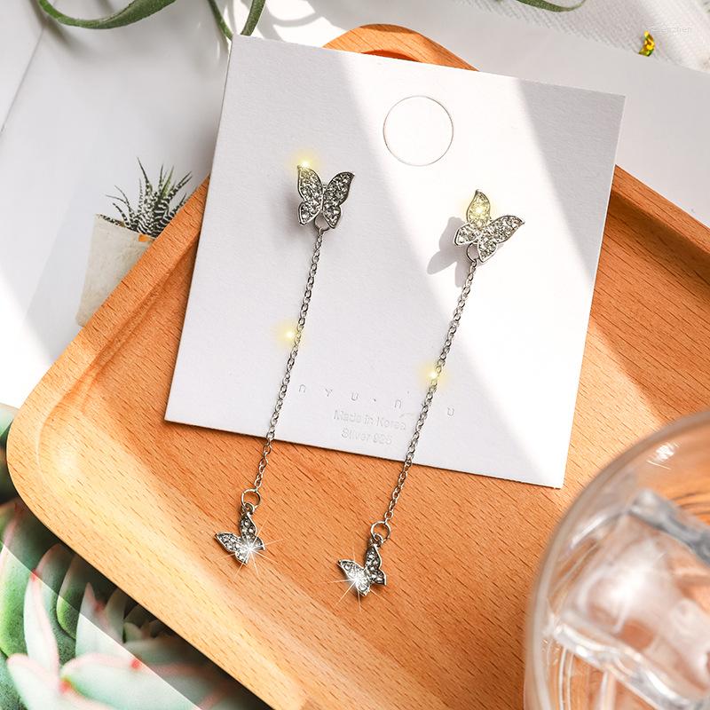 

Dangle Earrings HHSPPF XY Fashionable Exquisite Boho Long Crystal Butterfly Elegant Dual-purpose Jewelry Women Statement