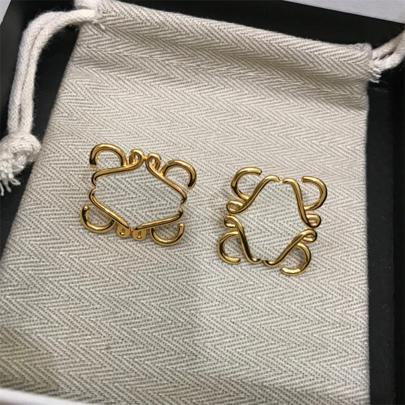 

Gold Anagram Stud Women Designer Jewelry Party Geometric Sqaure Earrings Ladies Luxury Dangle Studs Ear Hoops Lover Earring