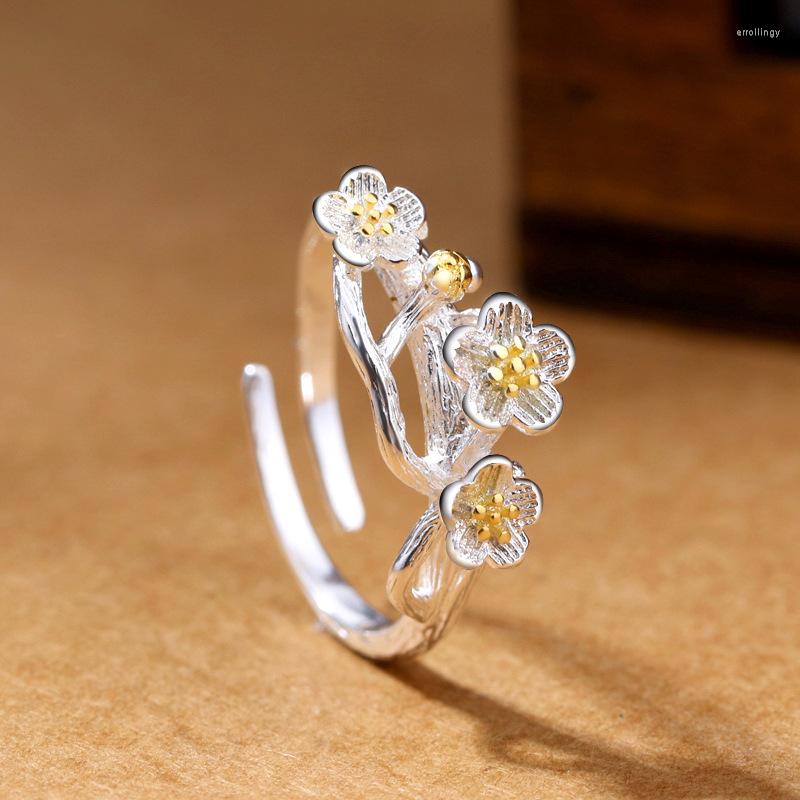 

Cluster Rings 2023 925 Sterling Silver Ring For Women Creative Plum Blossom Opening Europe And America Trend Jewelry
