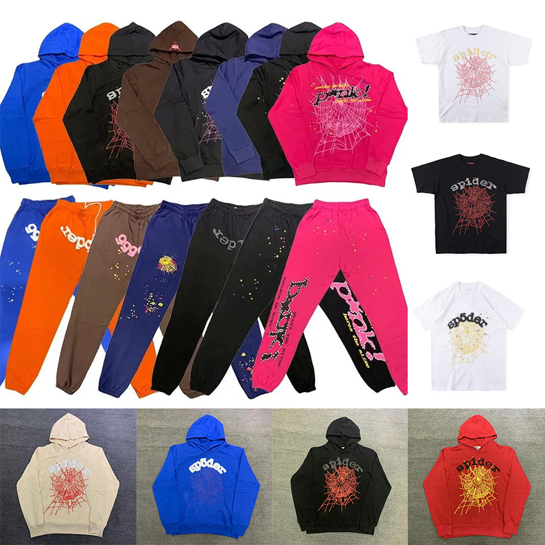 

50 colors Spider Hoodies Sp5der Young Thug 555555 Angel Pullover Pink Red Hoodye Pants Men Top1 Quality Shoe Sp5ders Printing Web Sweatshirts 2023