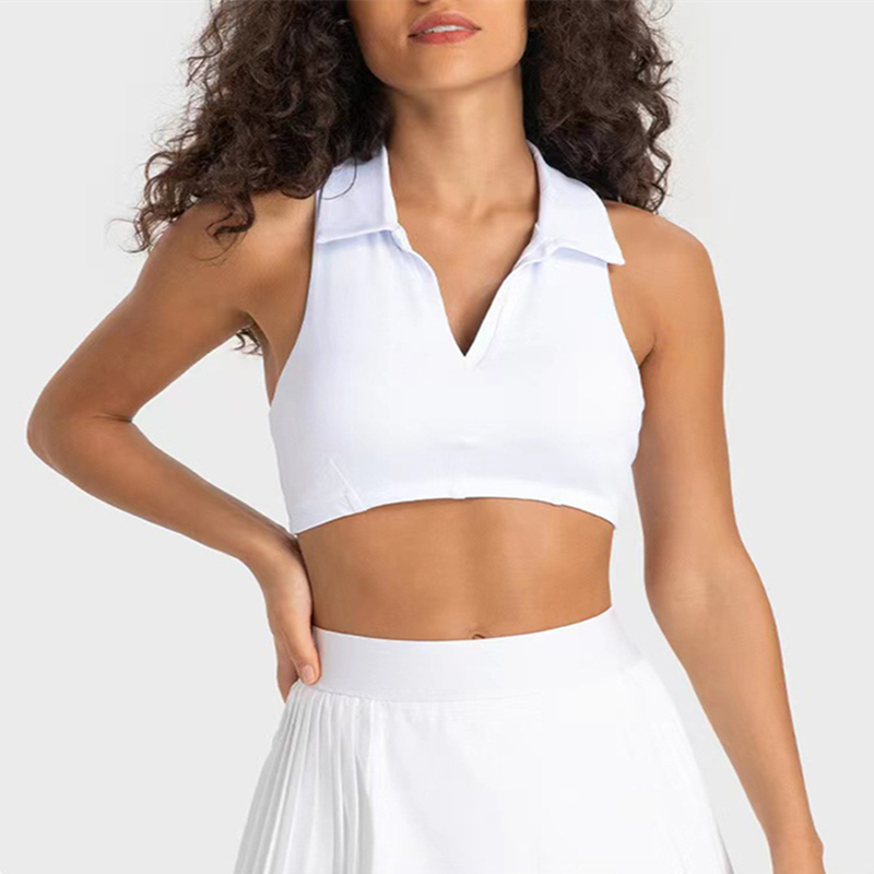 

Sports bra women active underwear vest designer yoga underwear classic polo collar sleeveless vest fixed chest pad integrated sports tank high strength sport