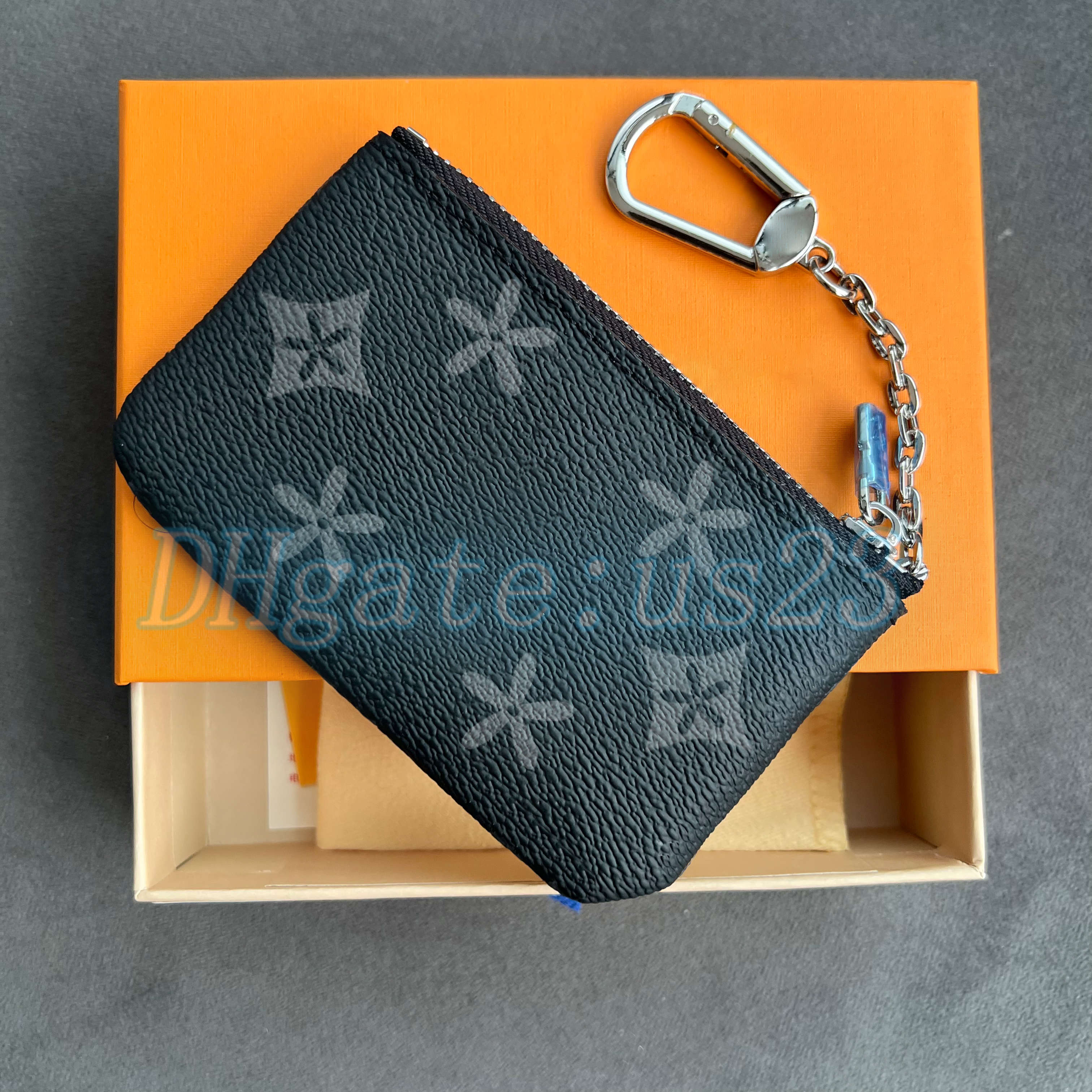 

Womens mens Designer key coin purse Credit card holders Wallet M62650 Genuine leather Luxury passport cardholder mens Key Wallets pouch fashion pocket purses bag, Damier graphite