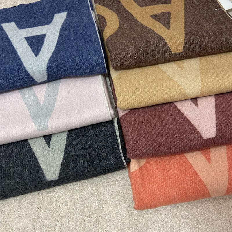 

Berets Letter Logo Jacquard Ladies Scarf Wild Casual Fashion Women Wool Couple, Brown