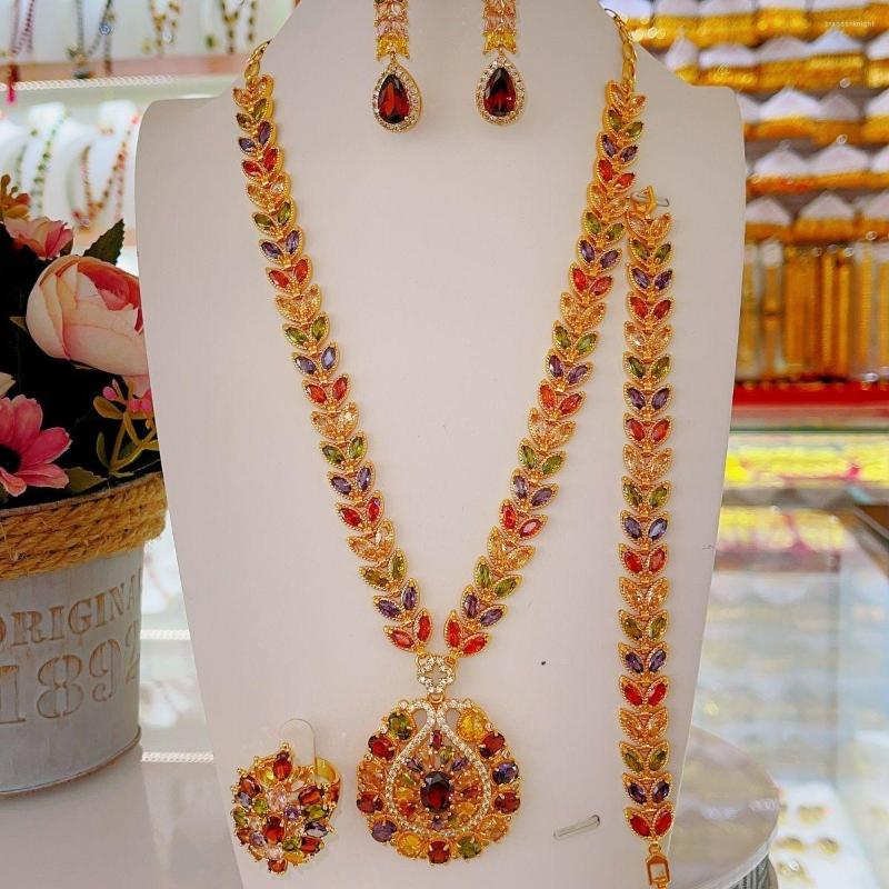 

Necklace Earrings Set Colorful Stone Ring Bracelets Women's Jewelry DD10153, Picture shown