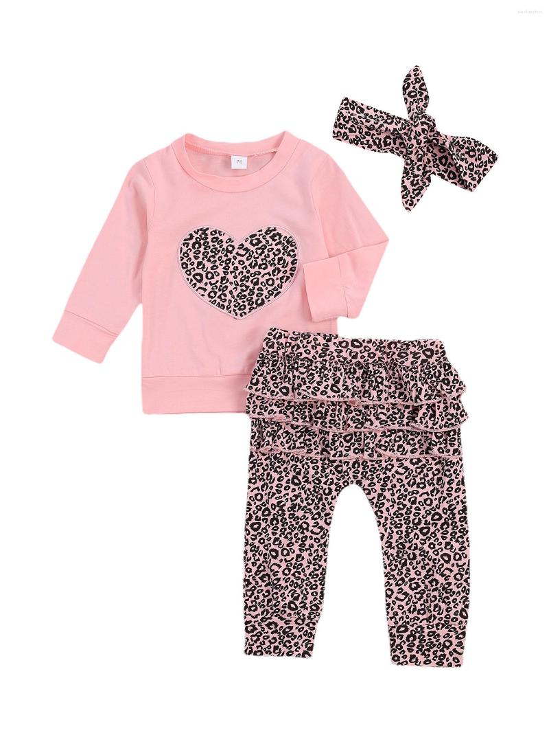 

Clothing Sets Pudcoco Born Baby Girl 2PCS Set Heart Leopard Print Long Sleeve Tops Ruffle Trim Elastic Waist Pants Outfits 0-18M, Picture shown