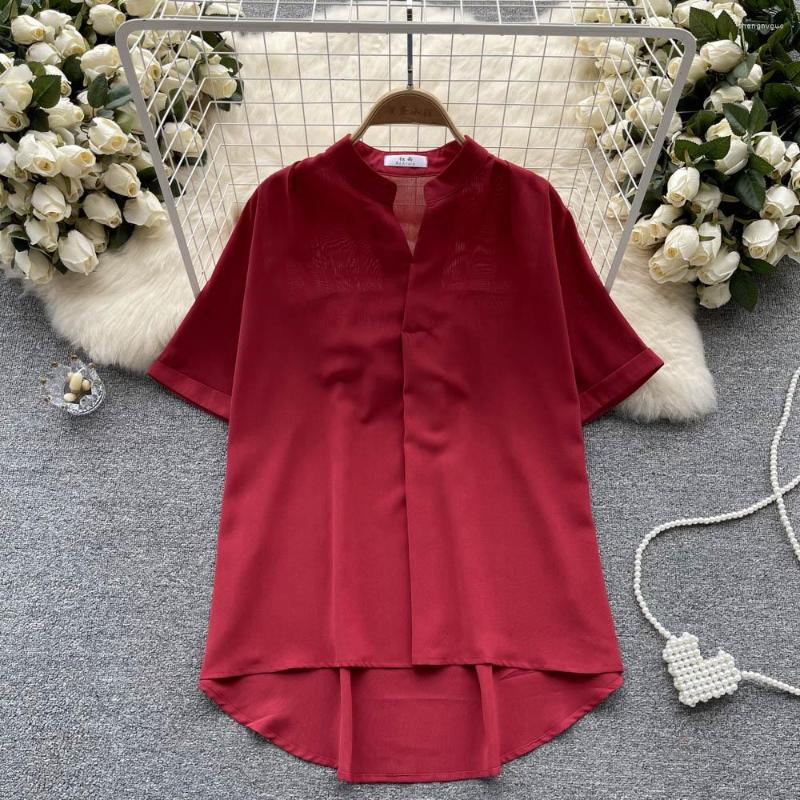 

Women's T Shirts Loose Chiffon Shirt Summer Short Sleeve Fashion Style Slouchy Slim Top, Black