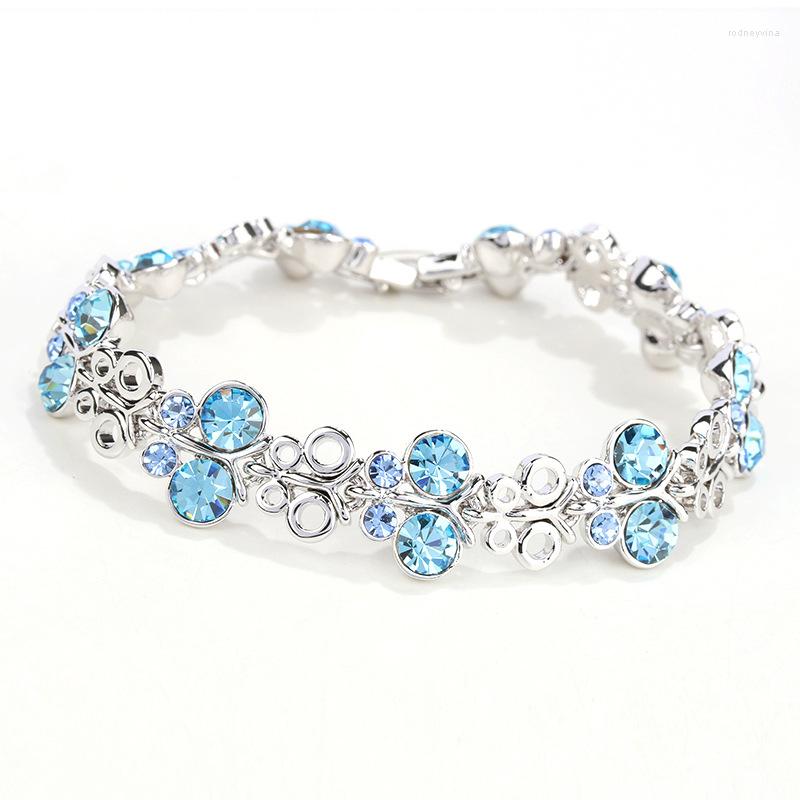 

Link Bracelets BN-00129 Crystal Butterfly Bracelet For Women Offers With Luxury Designer Jewelry March 8 Womens Day Gift Mom