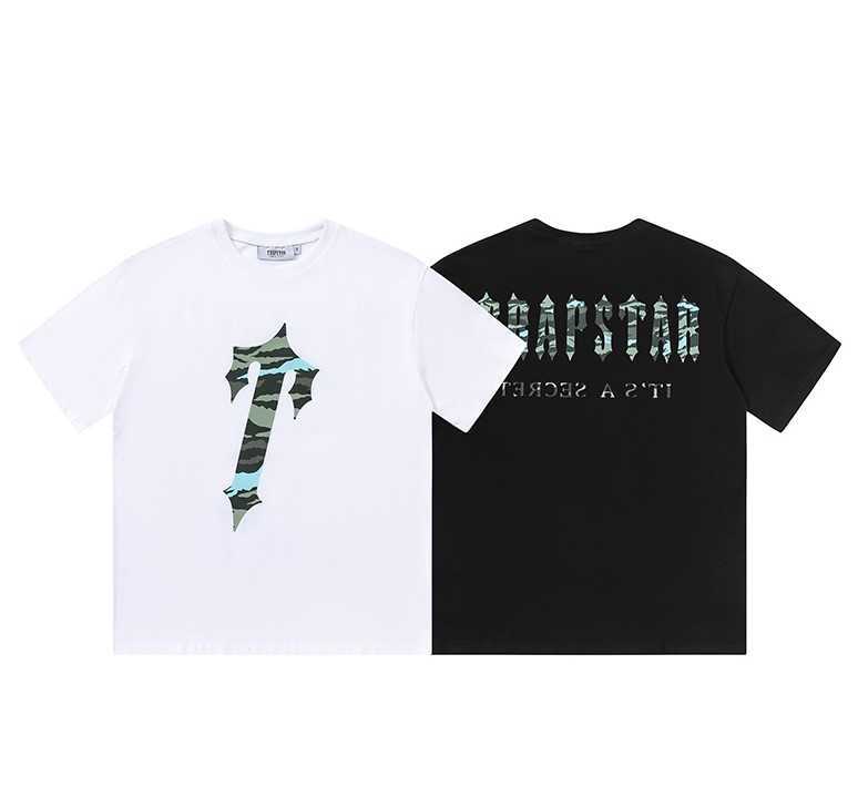 

Designer Fashion Clothing Tshirt Tees Trapstar Blue Camo Large Tletter Front Back Printed Short Sleeve American Casual Couple Fit Loose Tshirt Luxury Casual Cotton, Black