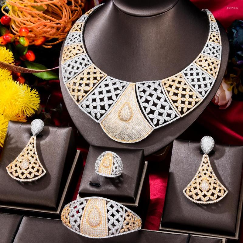 

Necklace Earrings Set GODKI Dubai Russia Trendy 4 PCS Jewelry For Women WEDDING Party SHOW Attractive Accessories Top Quality BOHO 2023, Picture shown