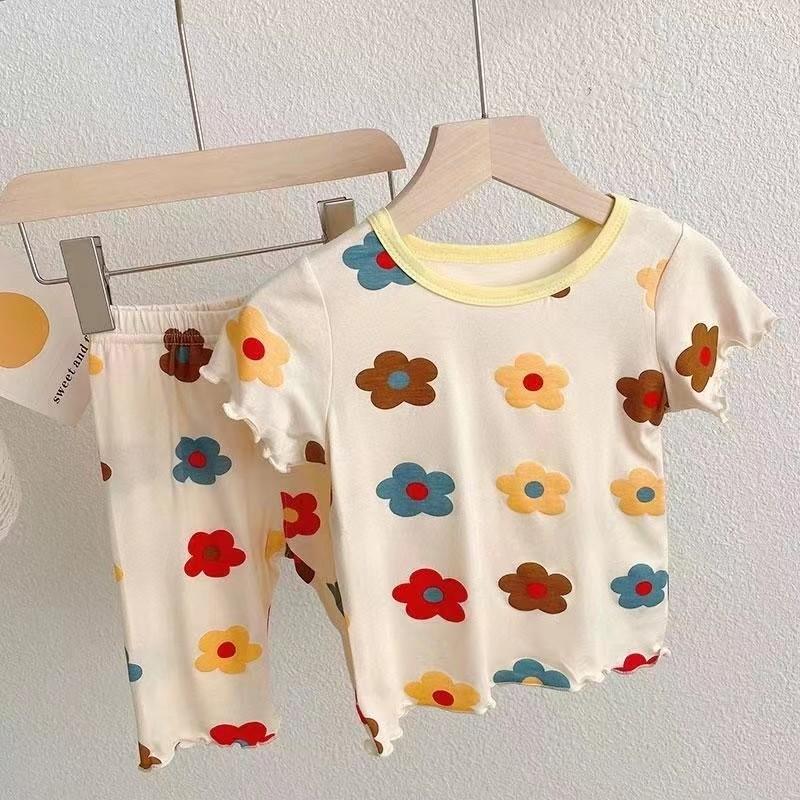 

Clothing Sets Summer Casual Babies Girls Outdoor Indoor Clothes Flower Print T-shirt Short 2-pieces Clothings Suit 2-6years Old Kids 2023, Dxtzgirl