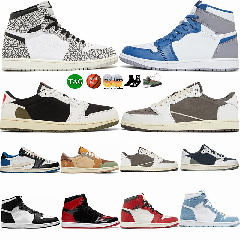 

High OG White Cement 1 1S Basketball Shoes For Men Women Low Olive Black Phantom Reverse Mocha Lucky Green j1 Jumpman Designer Sneaker Trainers With Box, 33