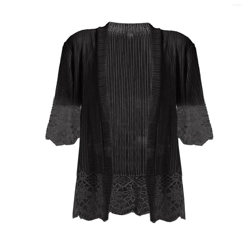 

Women's Blouses Ladies Summer Casual Loose Lace Stitching Cardigan Mesh Women Long Sweater Knit Open Front Weave, Blue