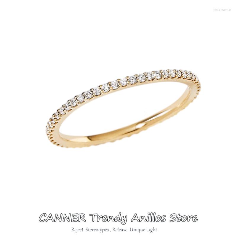 

Cluster Rings CANNER 925 Sterling Silver Full Diamond 1mm Round Excellent Cut Real Moissanite Ring For Girls Cocktail Year Party Jewelry