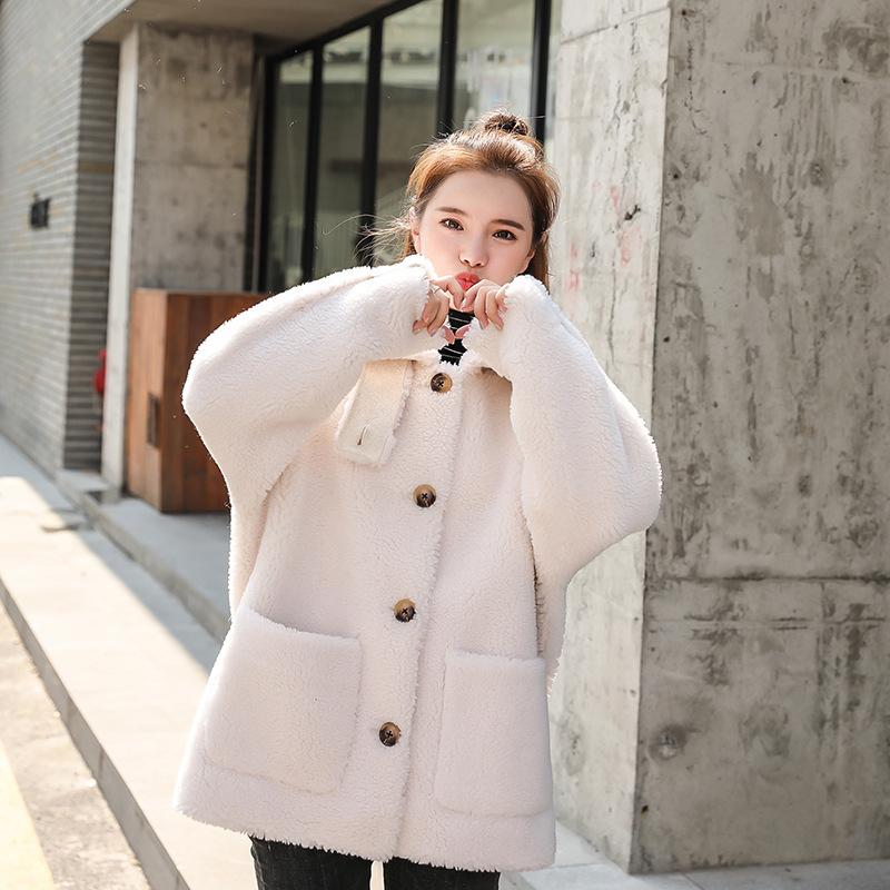 

Women' Wool & Blends Nicesnowl Women Suede Fur XL Coat Thick Warm Faux Sheepskin Medium Female Overcoat Jacket Winter Fashion Solid Trench, Beige