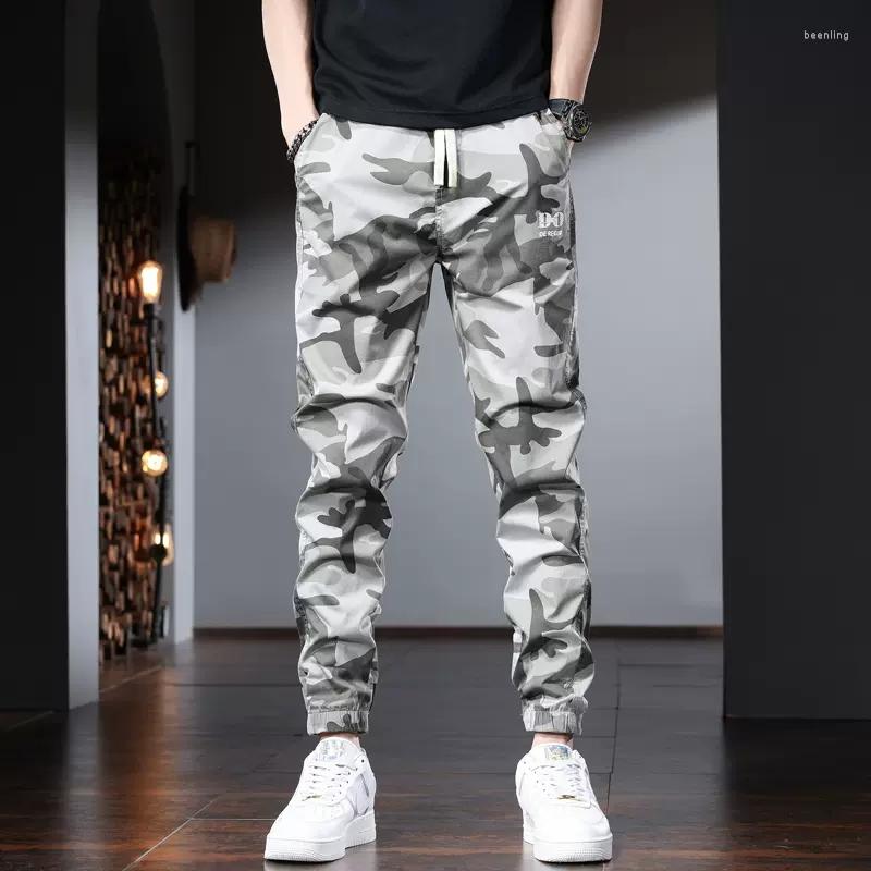 

Men's Pants Summer Men's Casual Camouflage Sport Joggers Lightweight Gray Elastic Waist Drawstring Trousers, Black
