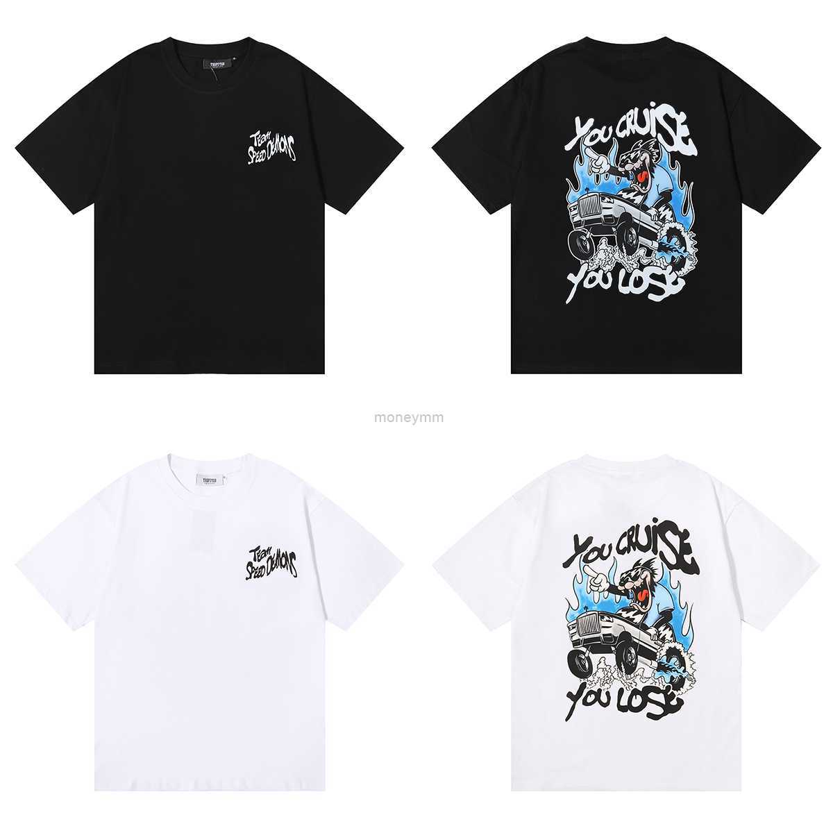 

Designer Fashion Clothing Tshirt Tees Trendy Trapstar Crazy Truck Cute Cartoon Print Short Sleeve Summer Loose Cotton Round Neck T-shirt for Men Women for sale, Black