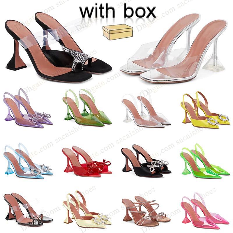 

womens Amina muaddi Sandals Crystal embellished strap spool Heels heel for transparent slipper summer dhgate designers shoes Sandal Banquet dress wine cup heel, 1 (2)