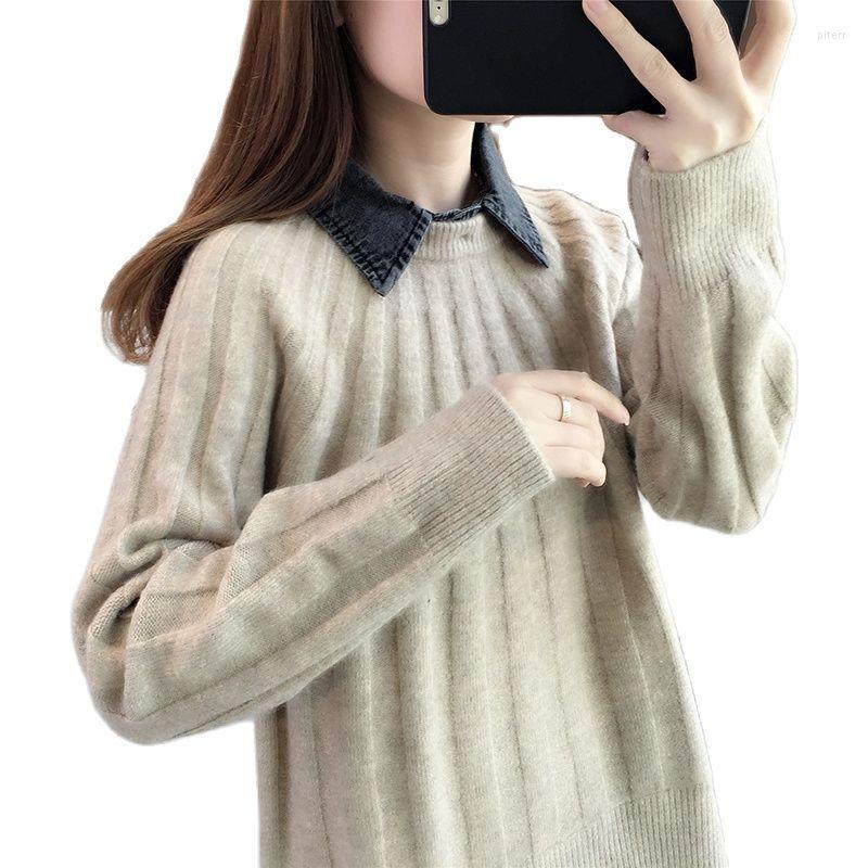 

Women's Knits Spring Clothing 2023 Style Mid-length WOMEN'S Sweater Loose Outer Wear Korean-style Western Tops, Gray