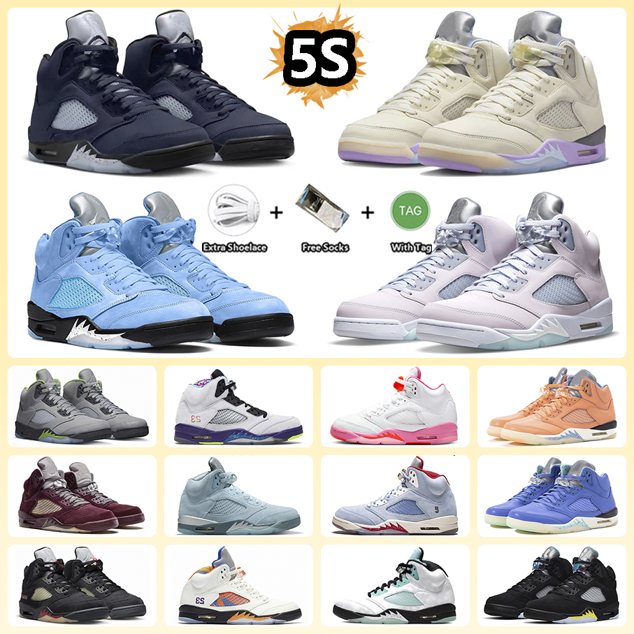 

Jumpman 5 Burgundy Basketball Shoes 5s Aqua Top 3 Fire Red Alternate Bel- Green Bean OG Black Metallic Oregon Toro Bravo UNC Island Green Sneaker for Men and Women, Item#14
