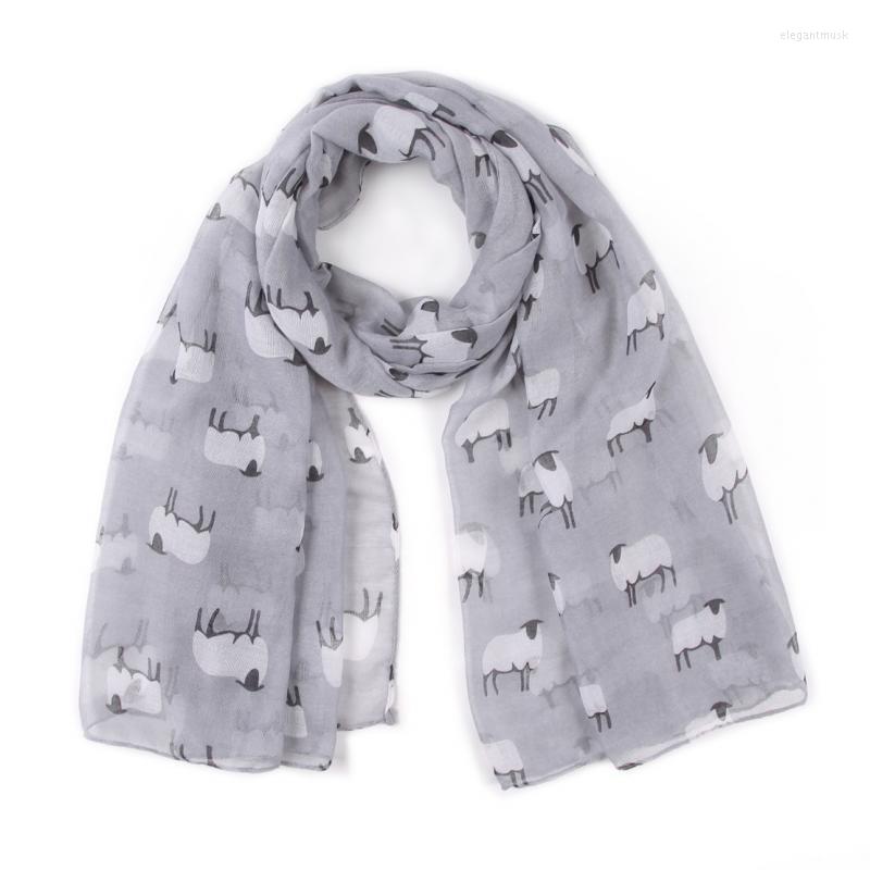 

Scarves 1Pc 85X180Cm Women Fashion Warm Scarf Cute Sheep Print Female Summer Sun Protection Cartoon Animal