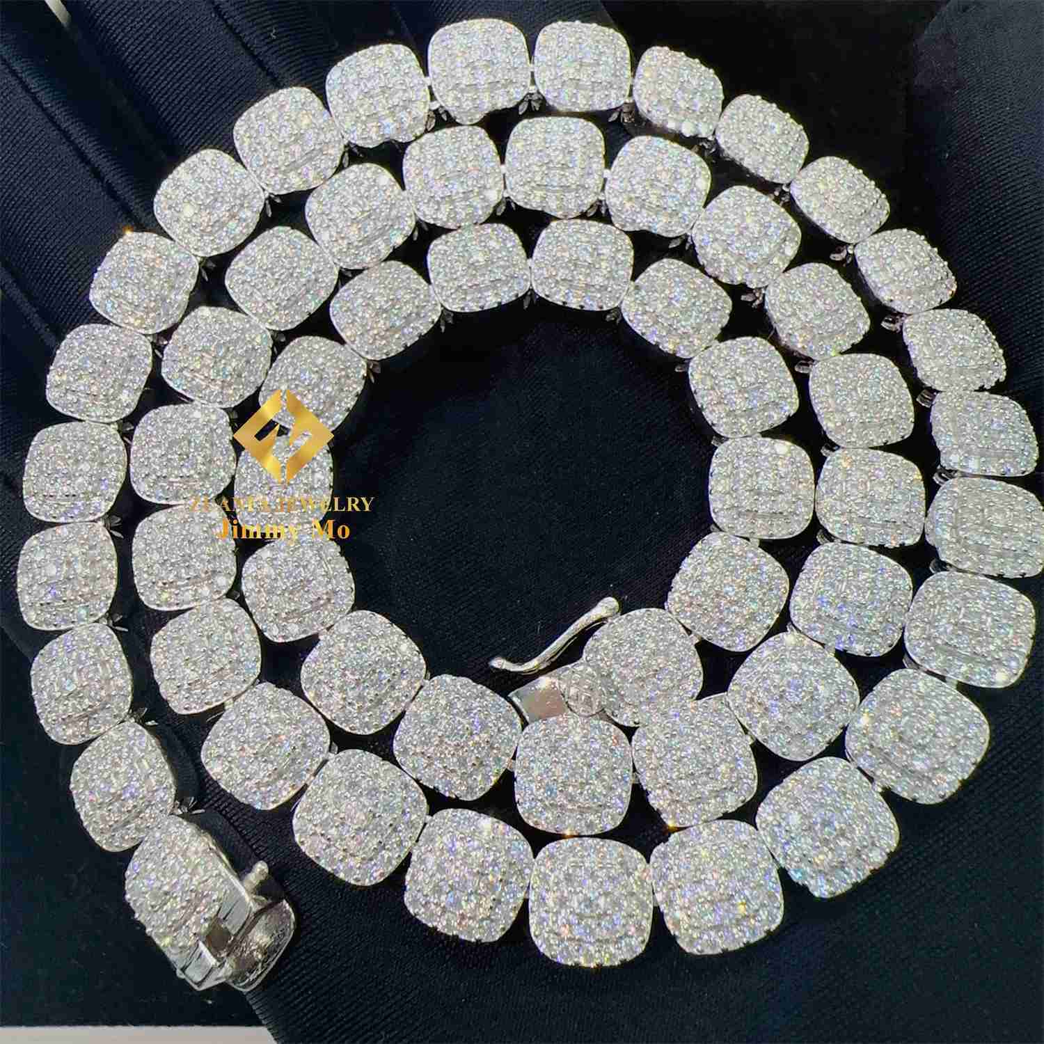

New Design Fire Jewelry Pass Diamond Tester 9mm Iced Out Hip Hop Vvs1 Moissanite Cuban Chain Tennis Chain Cluster Necklace