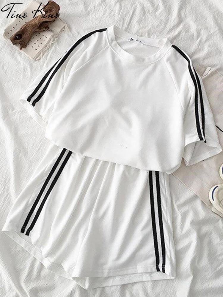 

Women's Tracksuits Summer Striped Tracksuit Set For Women Short Sleeve T Shirt Mini Shorts Two Piece Set Female Casual Women's Sportwear Suit 230508, 02 pink