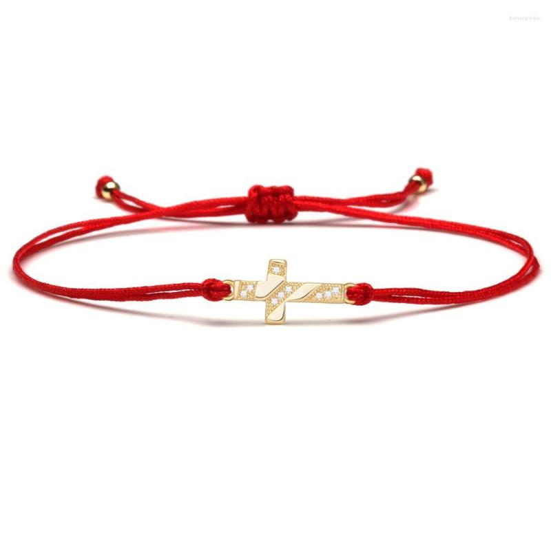 

Charm Bracelets White Cubic Zirconia Stones Christian Holy Cross Bracelet Women Girl Pretty Cute CZ Crucifix Red String Faith Jewelry Gift