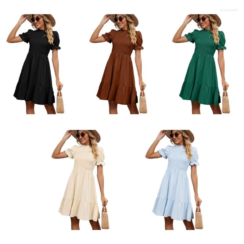 

Casual Dresses Women Loose Vintage Fashion Ruffle Sleeve Dress Party Elegant Drop, Brown