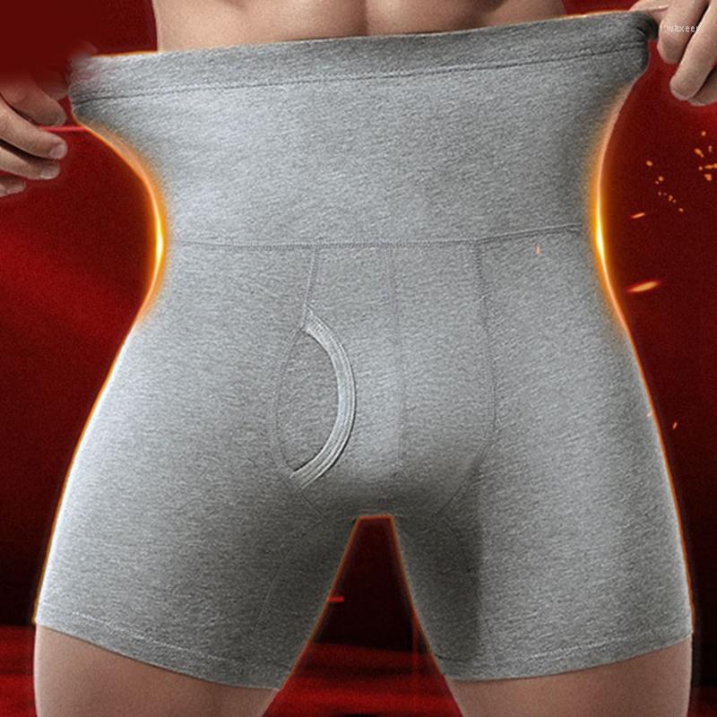 

Underpants Mens Underwear Men's Boxer Cotton Waistband Anti-Wear Leg High Waist Warm Protection Sports Male Shorts Head Men Panties, Black