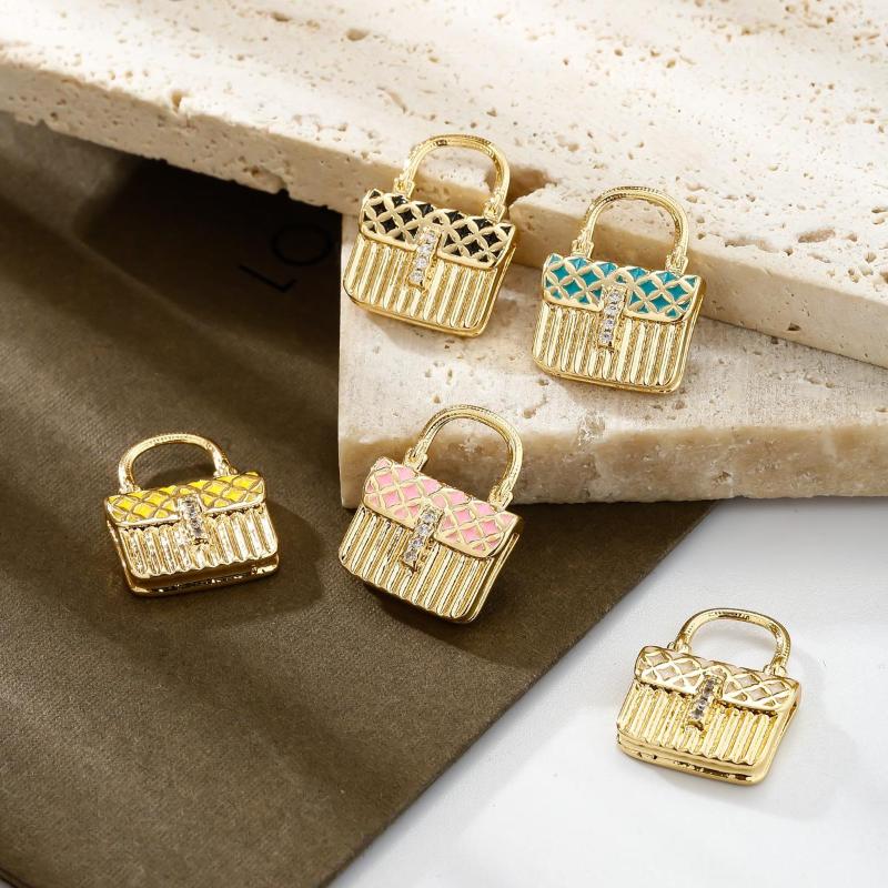 

Charms Trendy Fine Enamel Micro Pave Zircon Handbag Pendant For Making Necklace Choker Fashion Women Girl Jewelry Gift