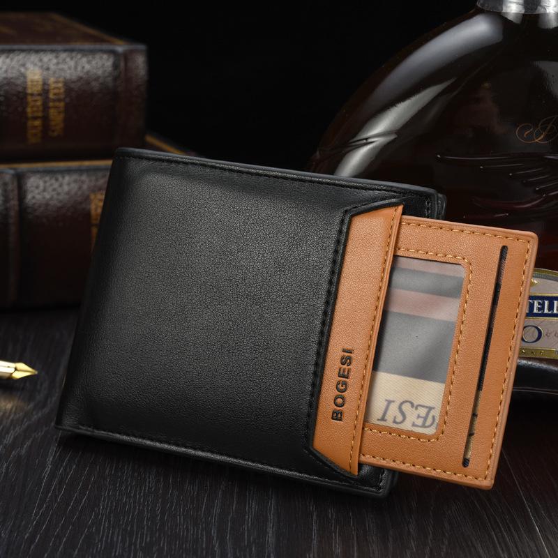 

Wallets Slim Business ID Card Holders Small Leather Cards Short Bifold Wallet For Men Purses Male Men's Retro Purse, A coffee