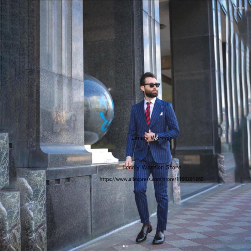 

Men's Suits Navy Blue Striped For Mens Formal Business Blazer Slim Fit Wedding Groom Tuxedo 2 Piece Set Terno Masculino Jacket Pants, Black