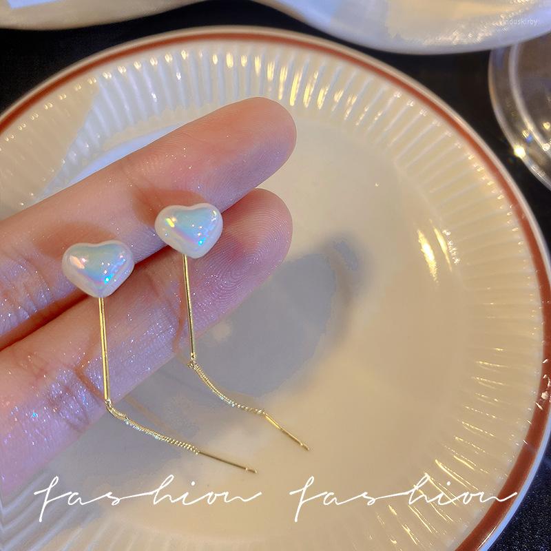 

Dangle Earrings 2023 Gold Colour Long Tassel Love Pearl Women's Personality Fashion Simple Wedding Jewelry Birthday Gifts