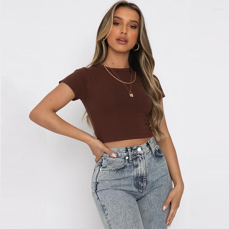 

Women' T Shirts 2023 Summer Short Sleeve T-Shirt Women Solid Simple Casual Soft All-Match Basic Crop Tops Tees Fashion, Black