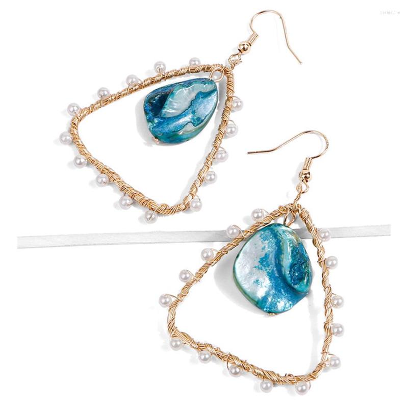 

Dangle Earrings Pearl Drop Earring Blue Women Fashion Triangle Decor Pendant Jewelry Gift