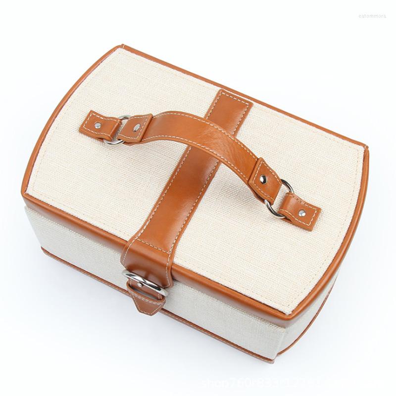 

Jewelry Pouches High Level PU Storage Box Three-layer Double Drawer Small Item Can Be Portable Travel