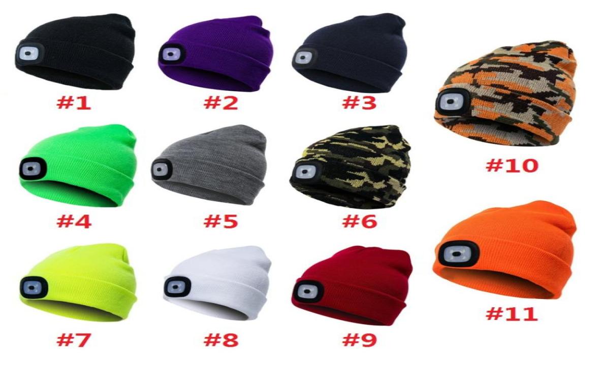 

LED Lighting Knitted Hats Women Men Camping Cap Travel Hiking Climbing Night Hat Winter Beanie Light Up Caps7932578, Red
