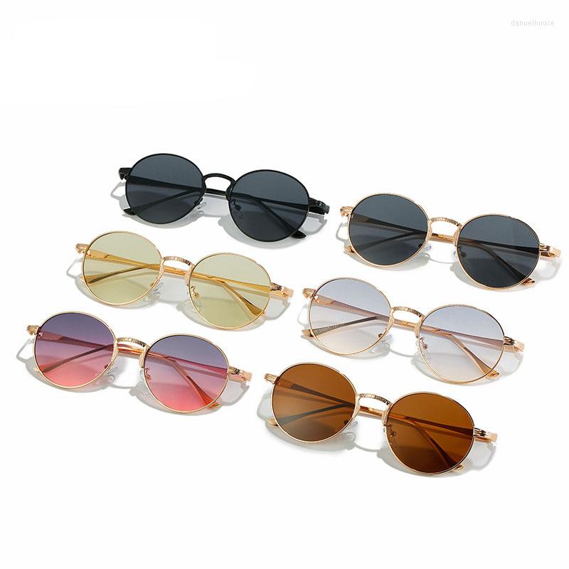 

Sunglasses 2023 Fashion Colorful Metal Round Frame Polarized Brand Design Anti-ultraviolet Casual For Adult Women Men