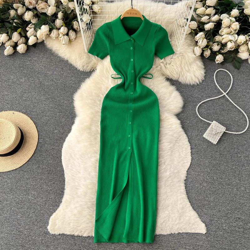 

Party Dresses Spring And Summer Knitted Bottoming Short-sleeved Sexy Open Slim Package Hip Dress, Black