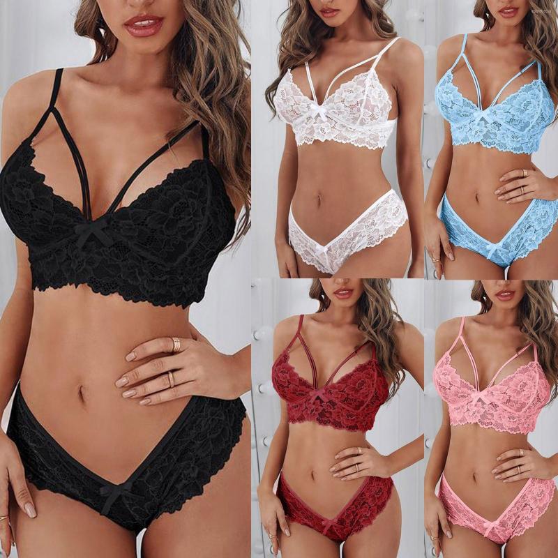 

Bras Sets Women's Underwear Set Women Plus Size Lingerie Corset Lace Floral Bralette Bra Two Piece Erotic, Black