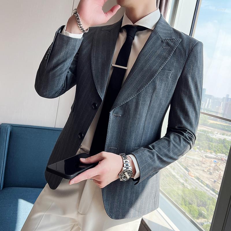 

Men's Suits 2023 British Style Men Spring High Quality Striped Business Suit/Male Sklim Fit Casual Tuxedo Fashion Blazers Jackets S-3XL, Black
