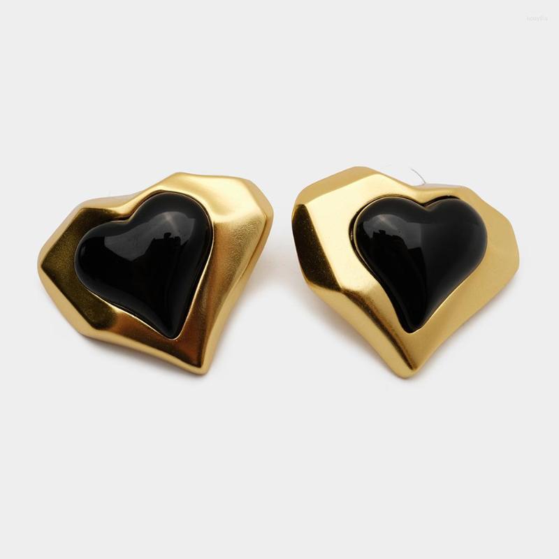 

Stud Earrings JBJD Vintage Jewelry Heart Shape Resin Gold Tone Bridal -3colors