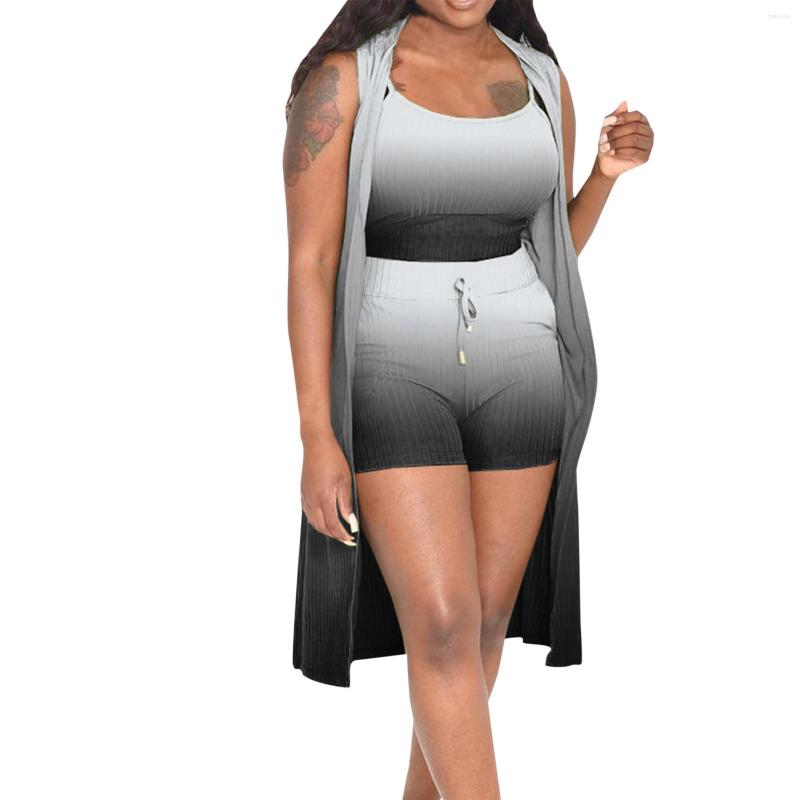 

Women' Tracksuits Women Fashion Casual Stretchy Wear 2023 Gradient Color 3 Piece Pants Cover Ups Swimsuit Dress Swim Shorts High Waist, Black