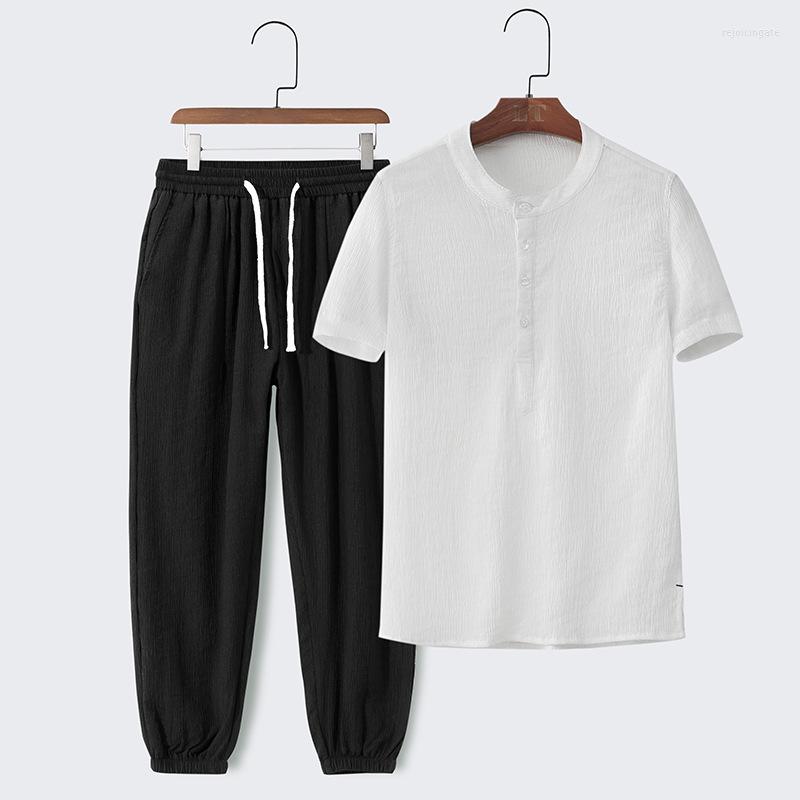 

Men's Tracksuits Summer Men's Ice Silk Short-sleeved T-shirt Casual Suit 2023 Spring And Korean Fashion Sports Tracksuit Men, Black